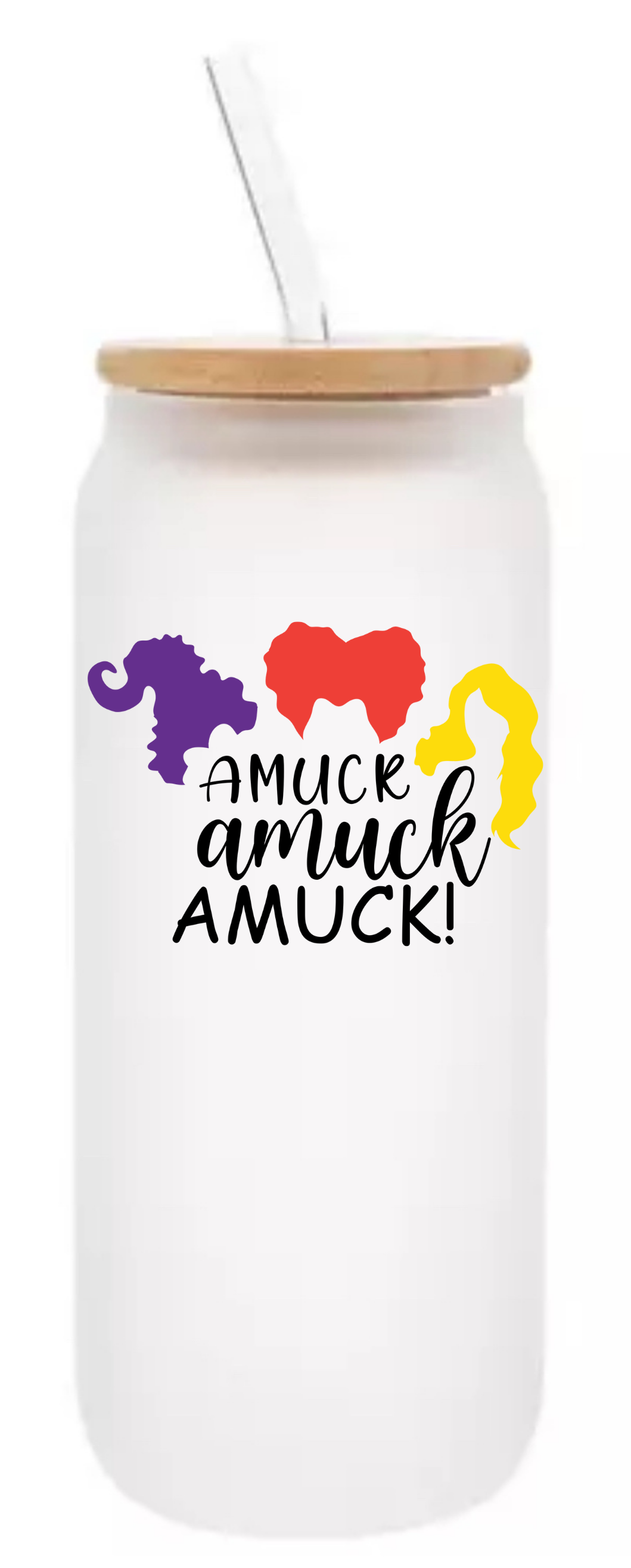 16 oz. Hocus Pocus “Amuck, Amuck, Amuck” Personalized Glass with Lid